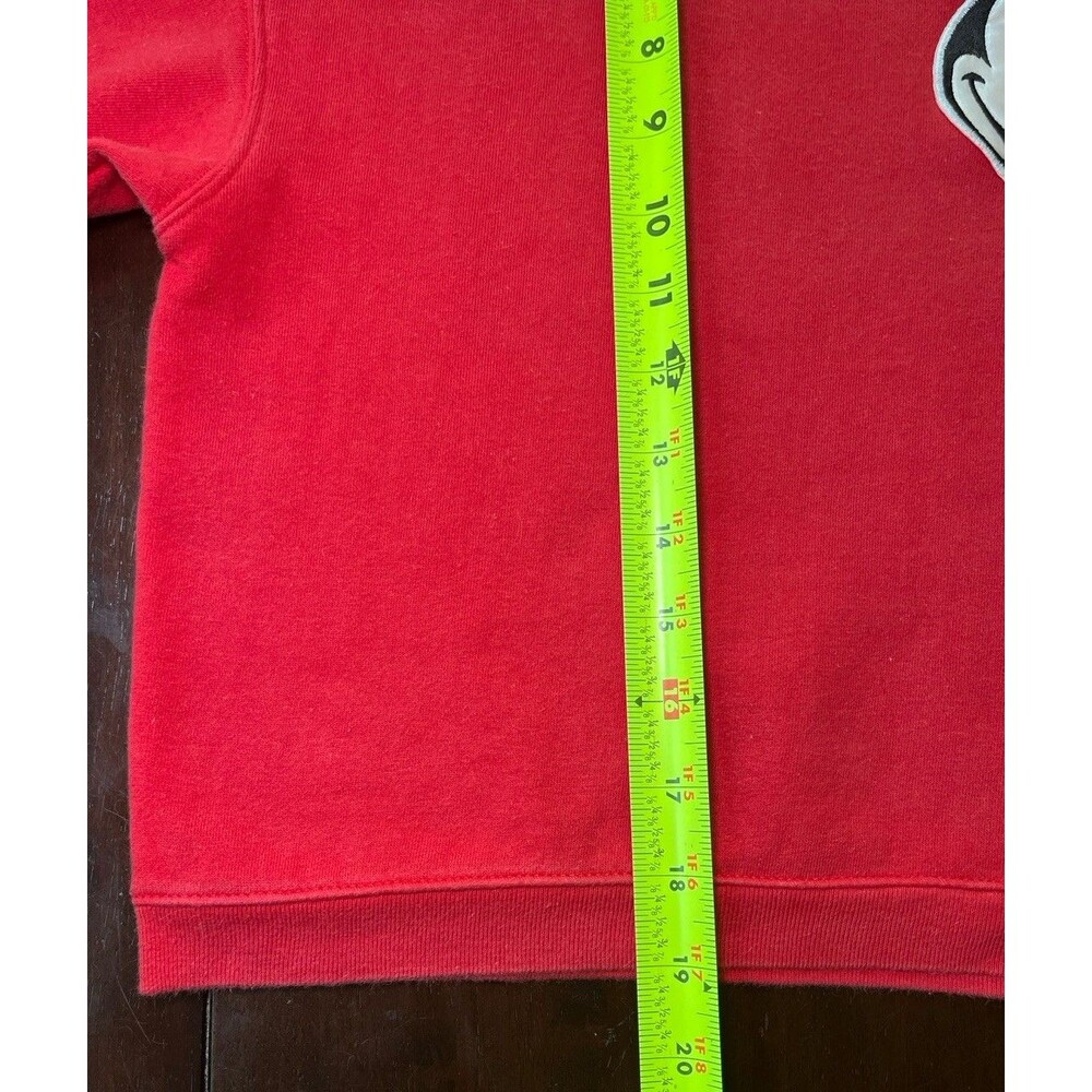 Disney Mickey & Friends Cropped Crew Neck Red Sweatshirt Mickey Face Appliqué L - Picture 5 of 5